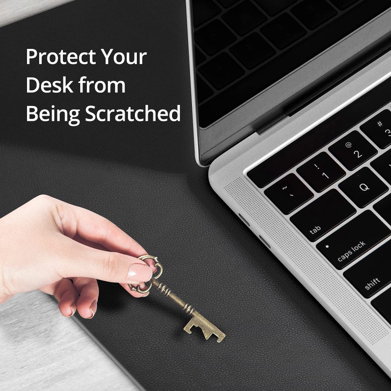 SIIG Extra Large Desk Mat on top of Desk Blotter Protector - 36" x 22" Vegan Leather Mouse Mat for Office, Home Office, Desktop Computer, Laptop, Keyboard and Mouse - Black - Image 2
